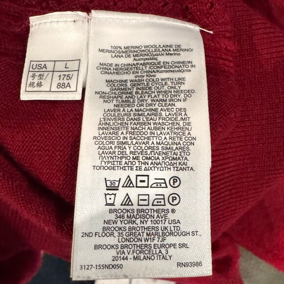 Brooks Brothers Merino Wool V-Neck Sweater Women’s L Burgundy 3/4 Sleeve - Picture 4 of 7